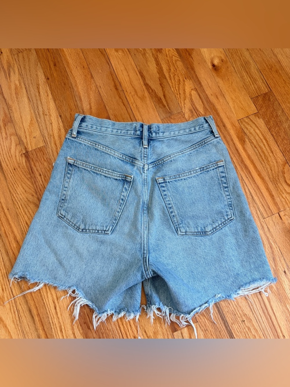 Agolde Shorts Light Blue Distressed High-Rise Denim Shorts 25 - Picture 3 of 6